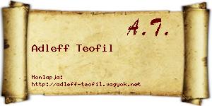 Adleff Teofil névjegykártya
